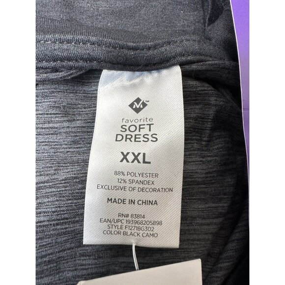 Women's Members Mark Black Gray Camo Soft Mini Tank Dress Size XXL - Picture 5 of 6